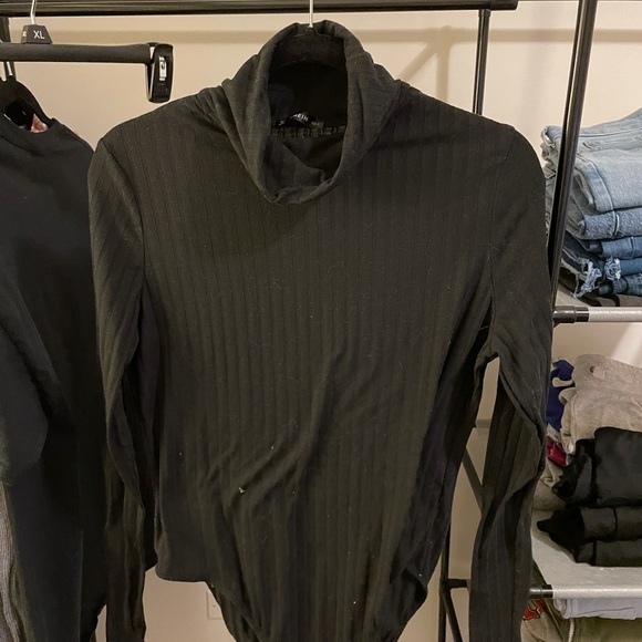 Ribbed High Neck Body Suit (BLACK & WHITE AVL.) - Picture 2 of 3